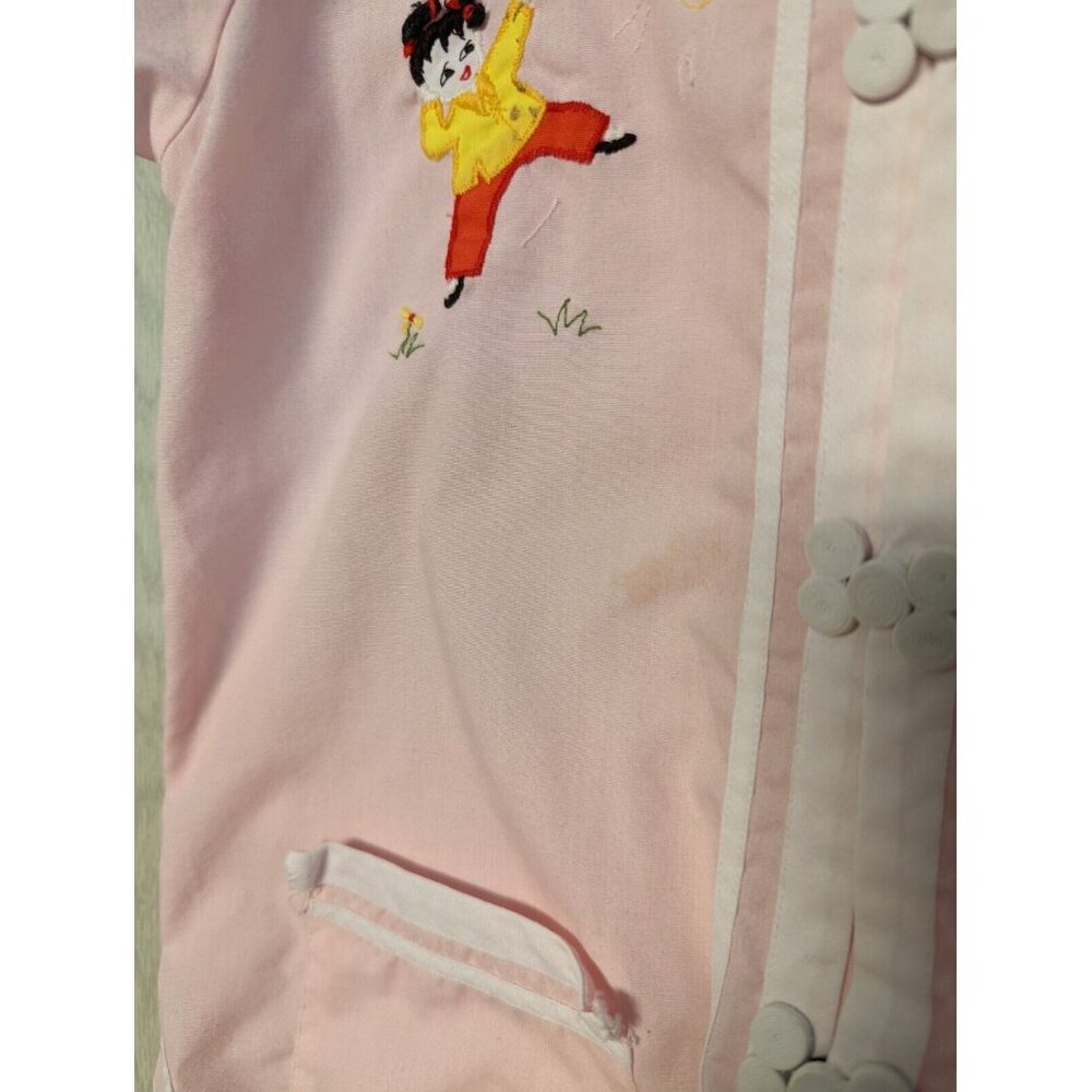Vintage Chinese Kimono Plum Blossoms Kids Clothing Size 6 Pink Pajama Shirt Top - Picture 9 of 9